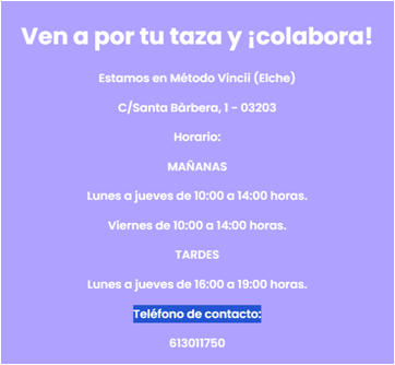 Taza solidaria del Grupo Germinal Oncológico. Tumor. Cáncer